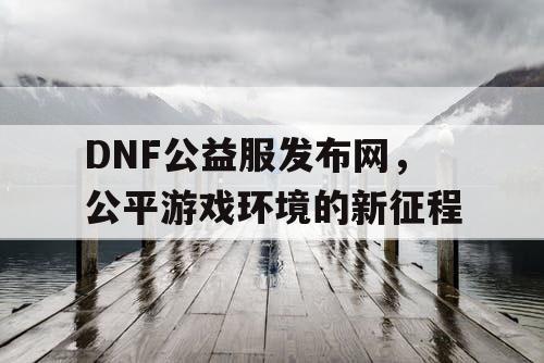 DNF公益服发布网，公平游戏环境的新征程