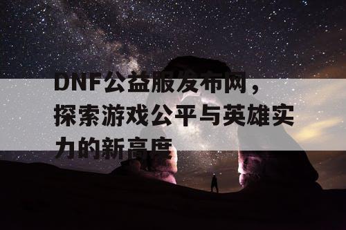 DNF公益服发布网，探索游戏公平与英雄实力的新高度