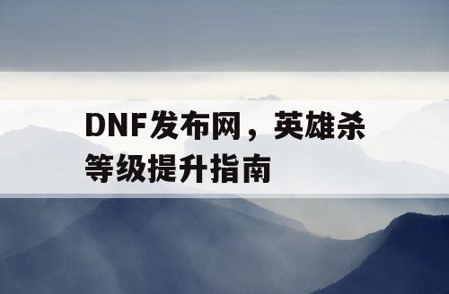 DNF发布网，英雄杀等级提升指南