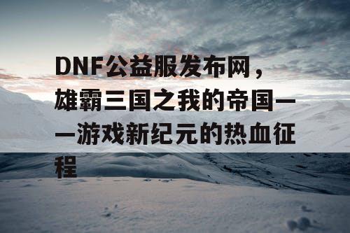 DNF公益服发布网，雄霸三国之我的帝国——游戏新纪元的热血征程