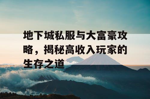 地下城私服与大富豪攻略，揭秘高收入玩家的生存之道